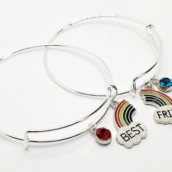 Silver Best Friend Set of 2 Charm Bracelets, Best Friend Gifts - Picture 8 of 12